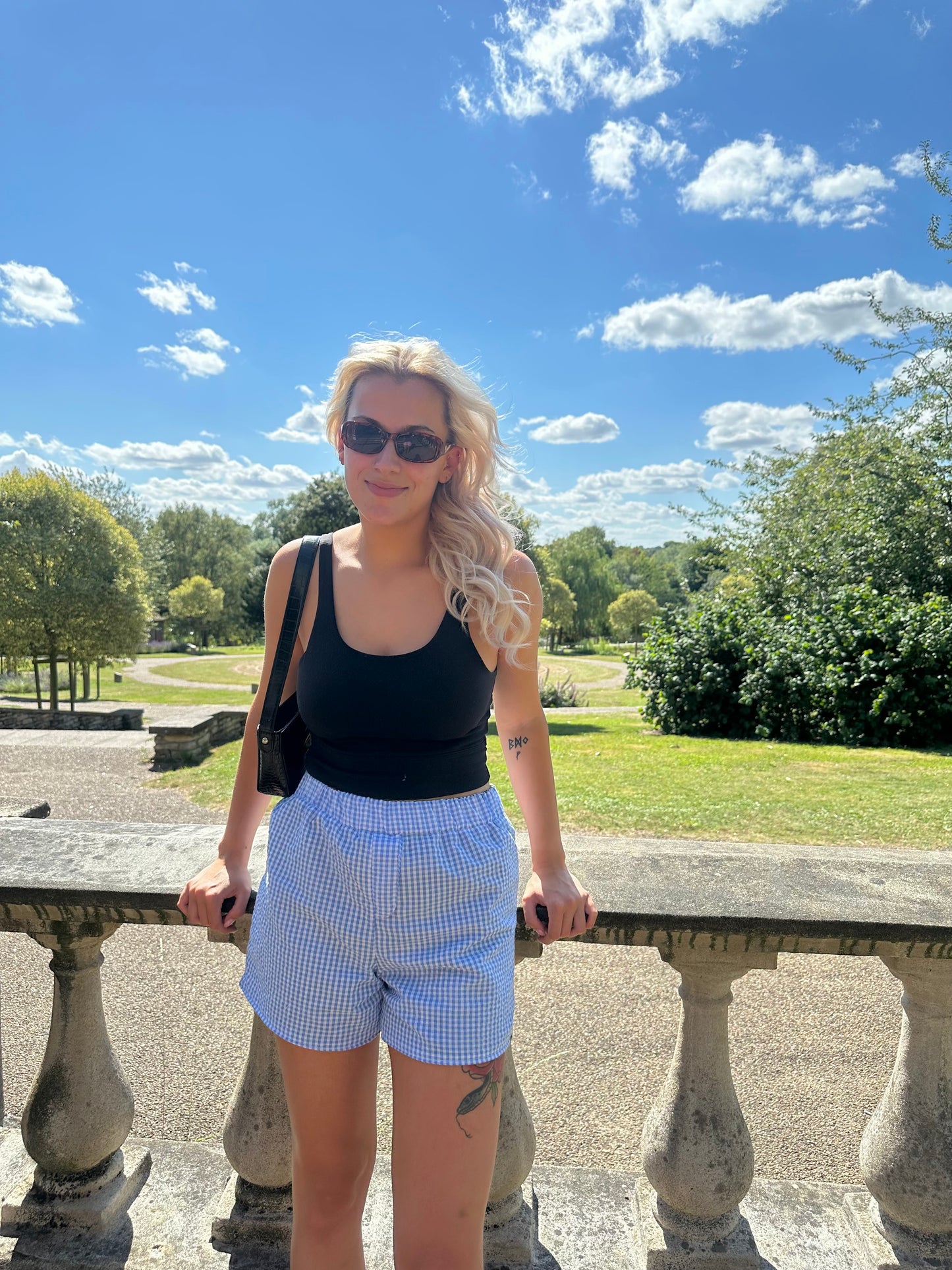 Blue Gingham Reversible Shorts