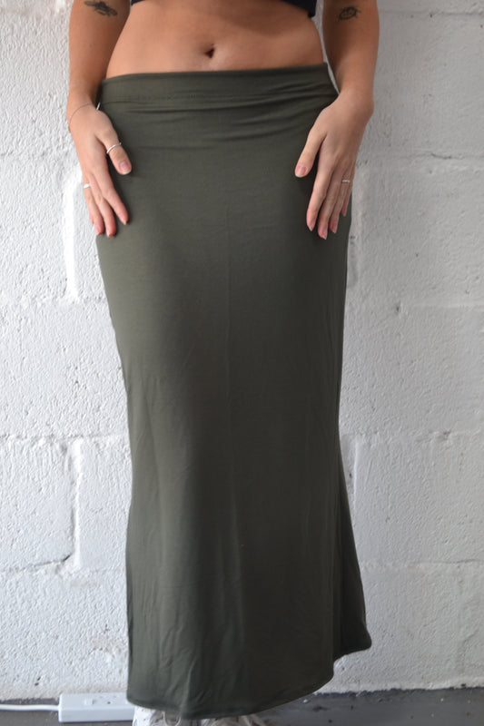 Dark Green Reversible Maxi Skirt SHORT