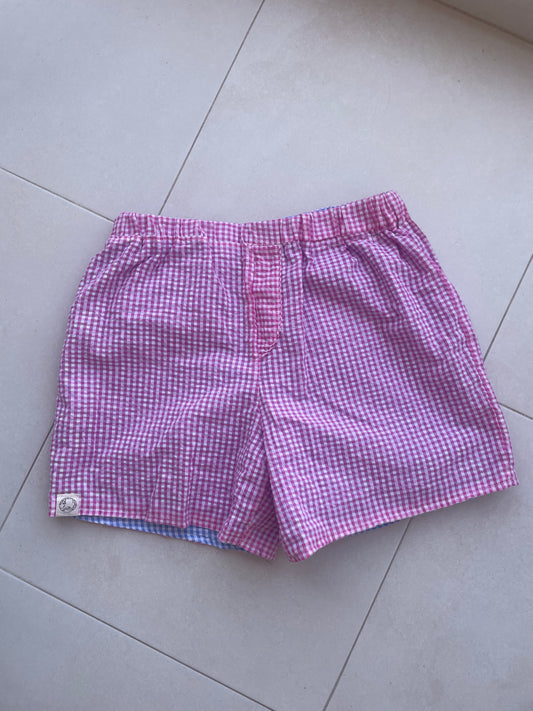 Pink Gingham Reversible Shorts