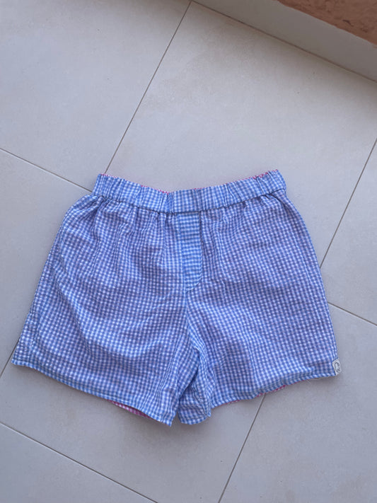 Blue Gingham Reversible Shorts