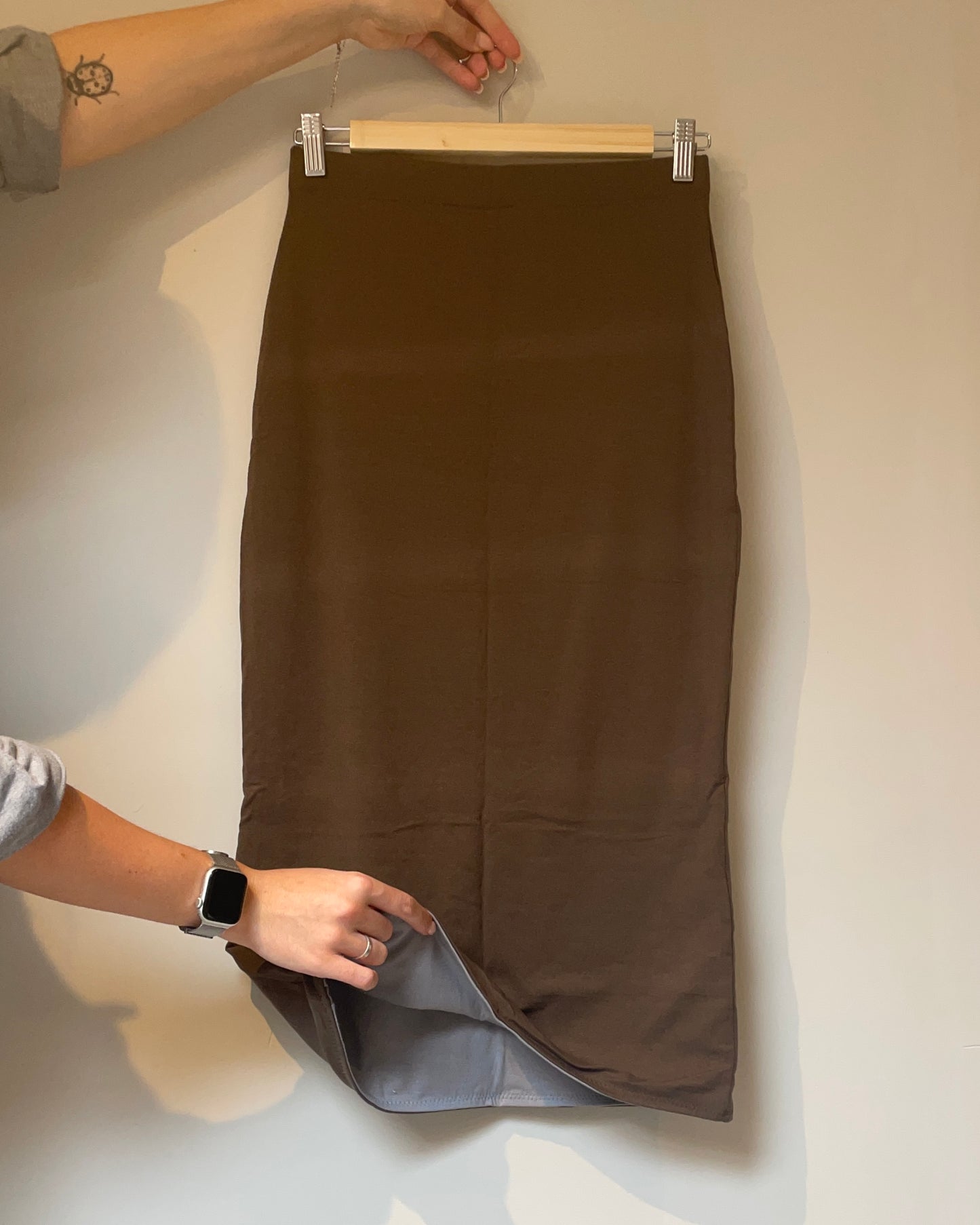 Grey & Brown Maxi Skirt - 8 SHORT