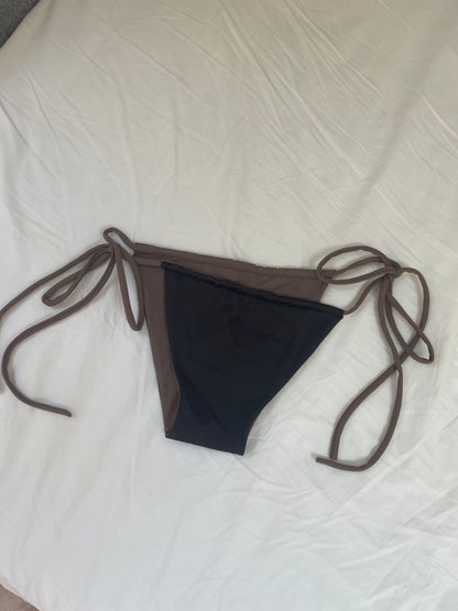 Black / Brown Reversible String Bikini Bottoms