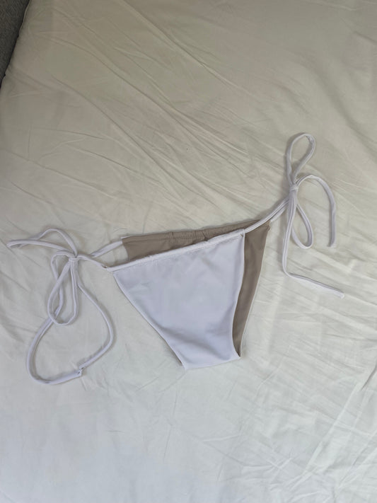 Beige / White Reversible String Bikini Bottoms